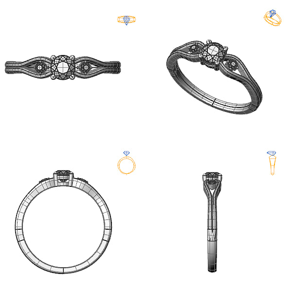 Inel de logodna 3stone cu diamant