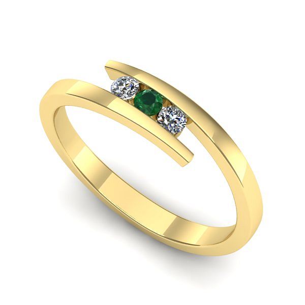 Inel de logodna din aur galben cu smarald