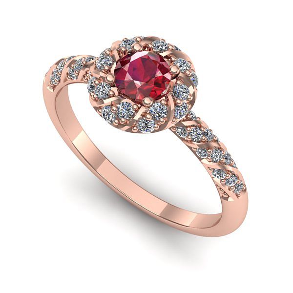 Inel din aur roz cu rubin