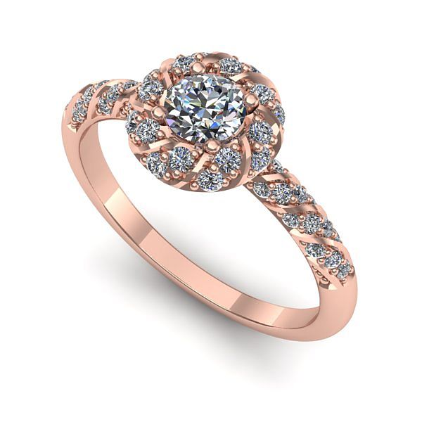 Inel logodna din aur roz cu diamant