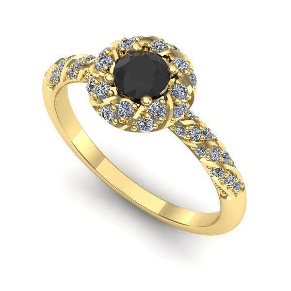 Inel logodna din aur galben cu diamant negru
