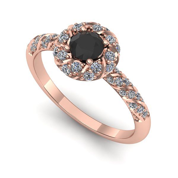 Inel logodna din aur roz cu diamant negru