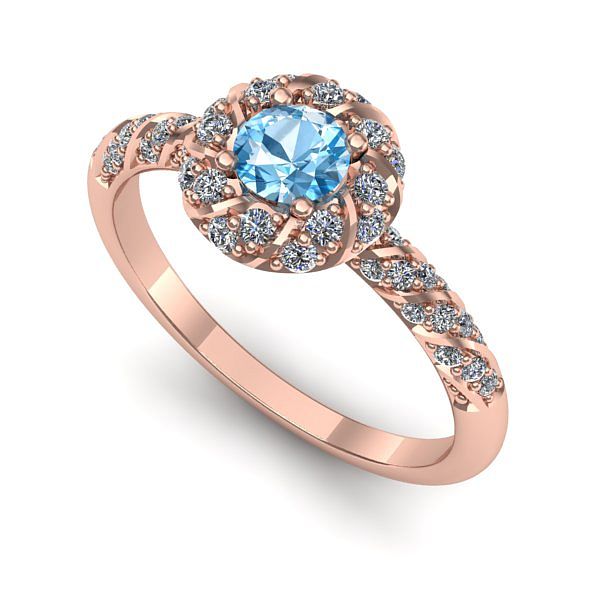 Inel de logodna din aur roz cu topaz blue