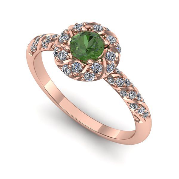 Inel logodna din aur roz cu peridot