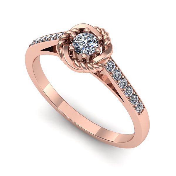 Inel logodna din aur roz cu diamant