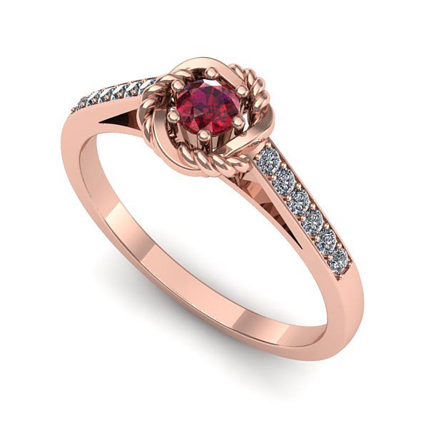 Inel de logodna din aur roz cu rubin