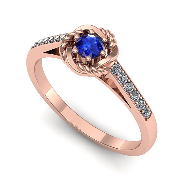 Inel logodna din aur roz cu safir