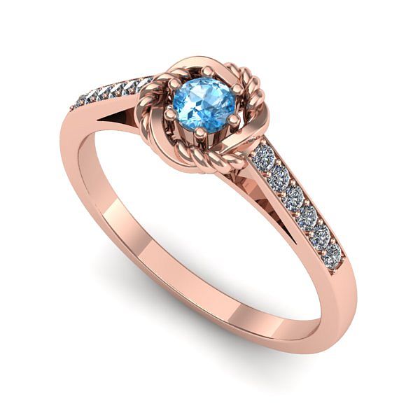 Inel de logodna din aur roz cu topaz blue