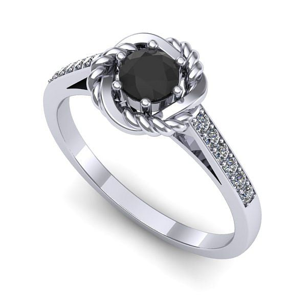 Inel de logodna din aur alb cu diamant negru