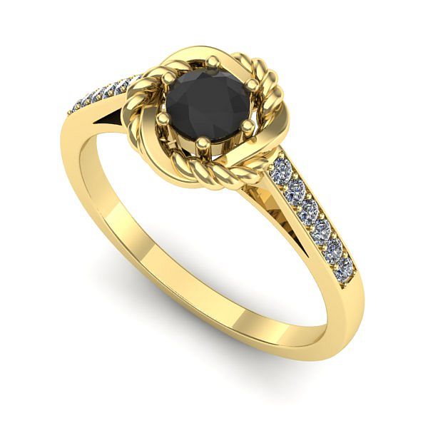 Inel logodna din aur galben cu diamant negru