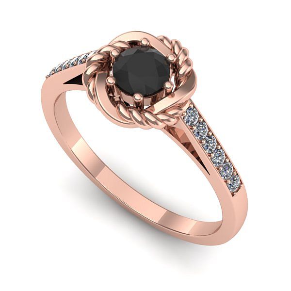 Inel logodna din aur roz cu diamant negru