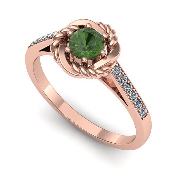 Inel logodna din aur roz cu peridot