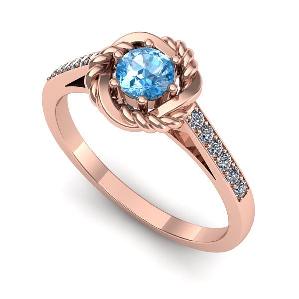 Inel din aur roz cu topaz blue