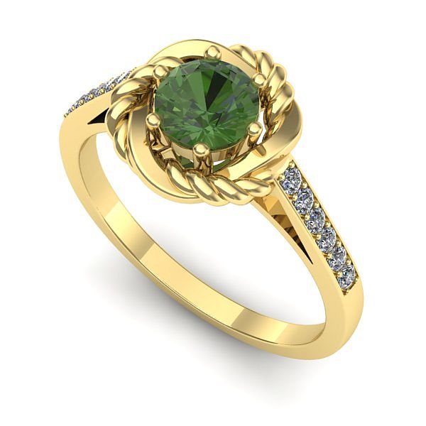 Inel logodna din aur galben cu peridot