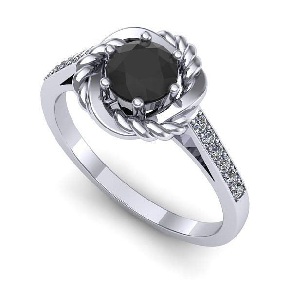 Inel din aur alb cu diamant negru