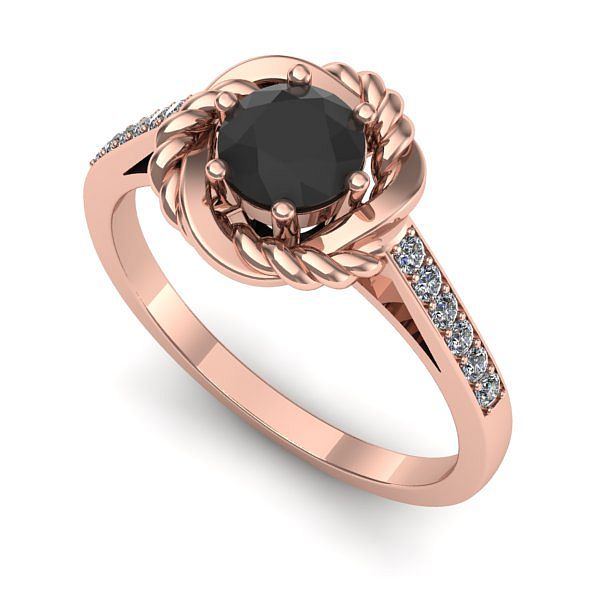 Inel din aur roz cu diamant negru