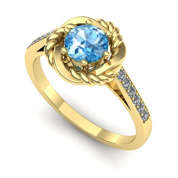 Inel de logodna din aur galben cu topaz blue