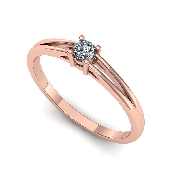 Inel de logodna din aur roz cu diamant