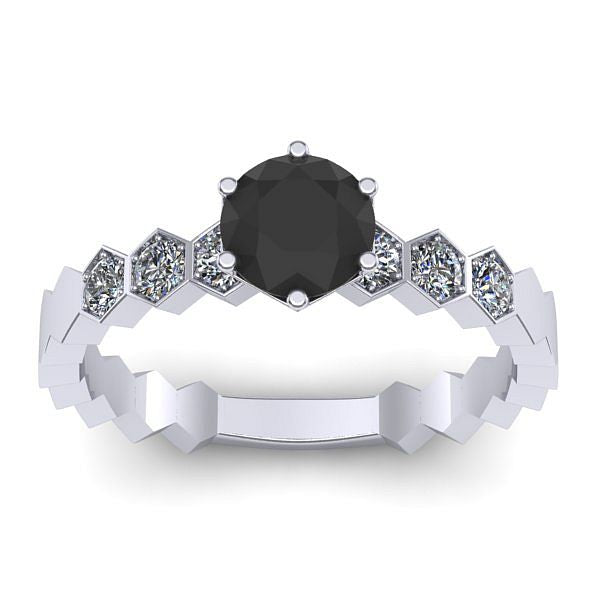 Inel logodna cu diamant negru rotund