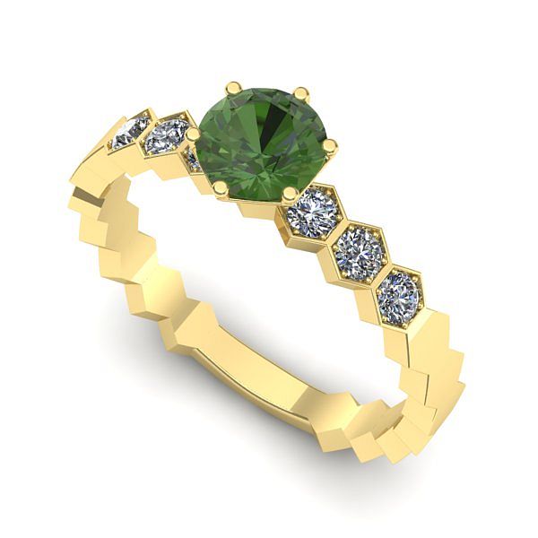 Inel de logodna din aur galben cu peridot