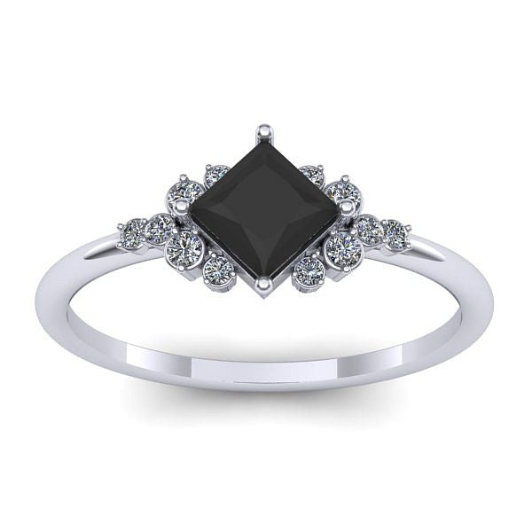 Inel de logodna cu diamant negru patrat