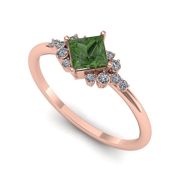 Inel din aur roz cu peridot