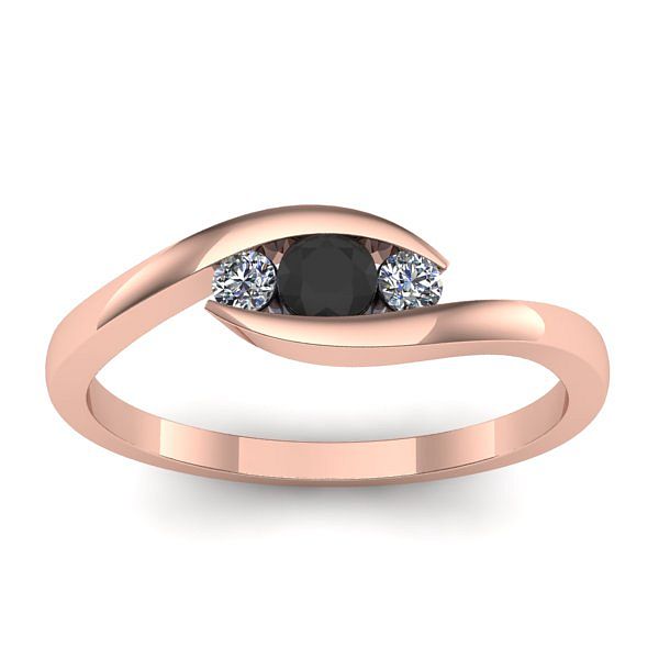 Inel de logodna cu diamant negru rotund