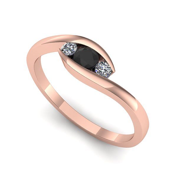 Inel din aur roz cu diamant negru