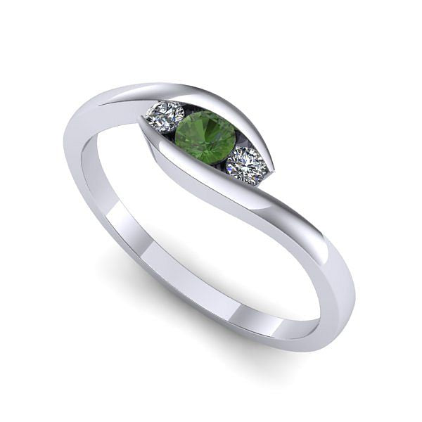 Inel logodna din aur alb cu peridot