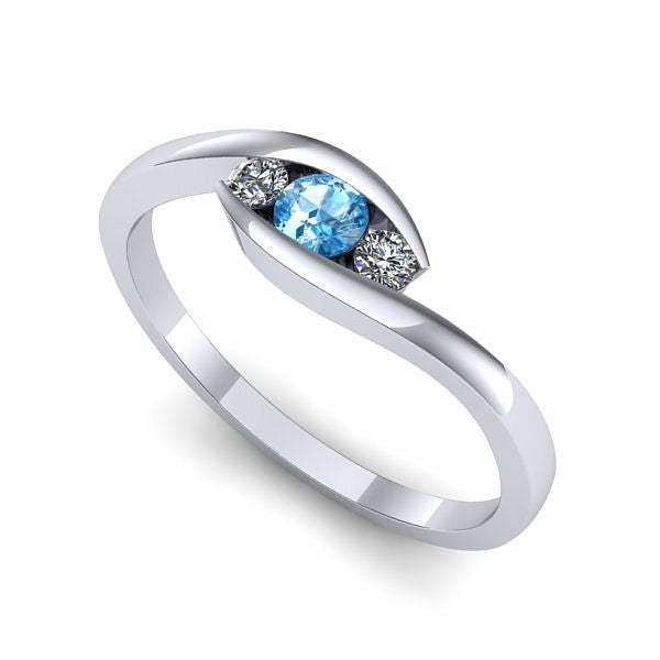 Inel din aur alb cu topaz blue