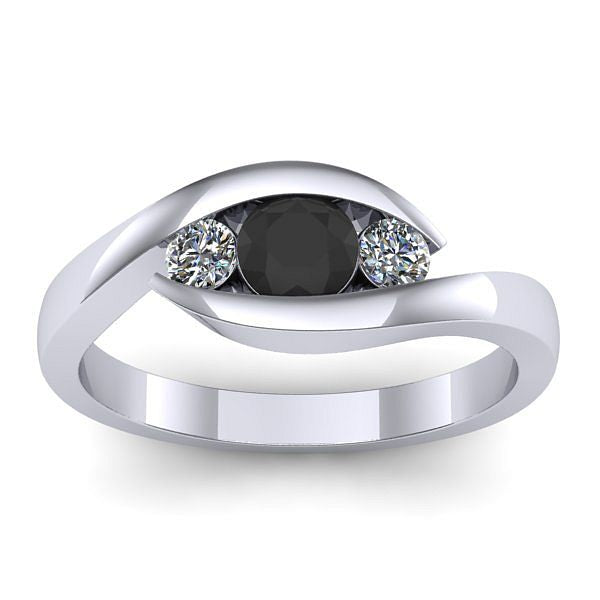Inel de logodna cu diamant negru rotund