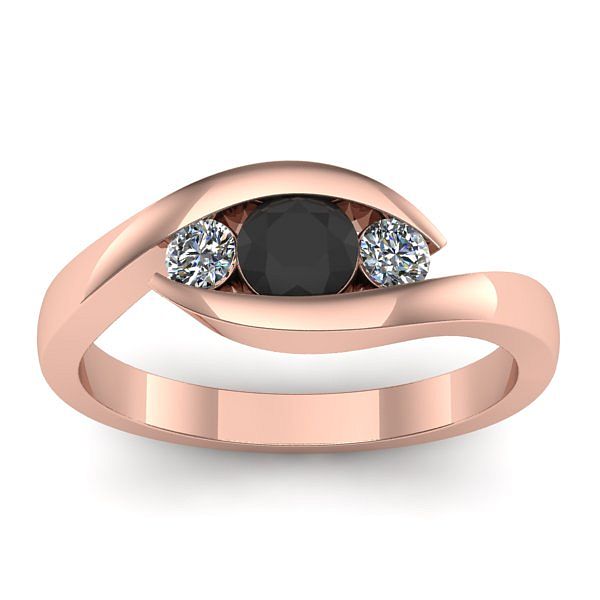 Inel de logodna cu diamant negru rotund