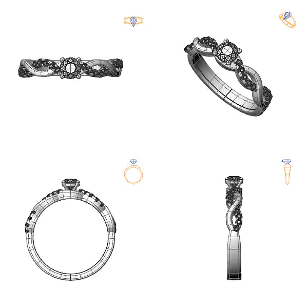 Inel logodna sidestone cu diamant de laborator roz