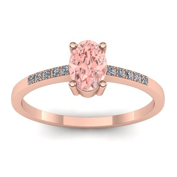 Inel logodna cu diamant de laborator roz oval