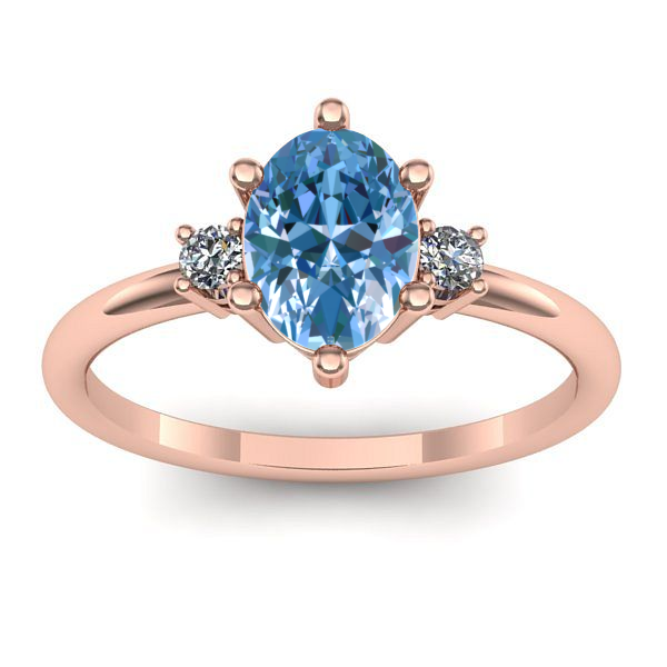 Inel logodna cu diamant de laborator albastru oval