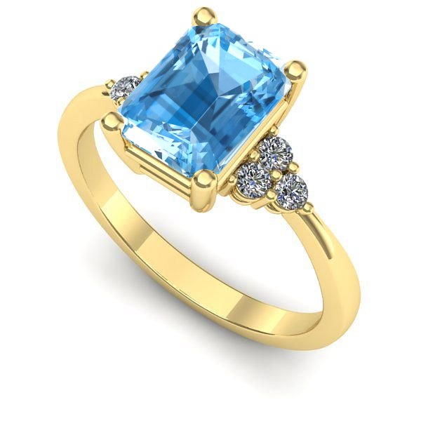 Inel de logodna din aur galben cu topaz blue