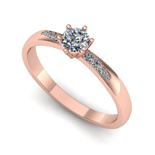 Inel de logodna din aur roz cu diamant