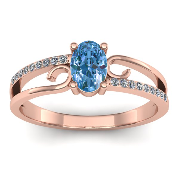 Inel logodna cu diamant de laborator albastru oval