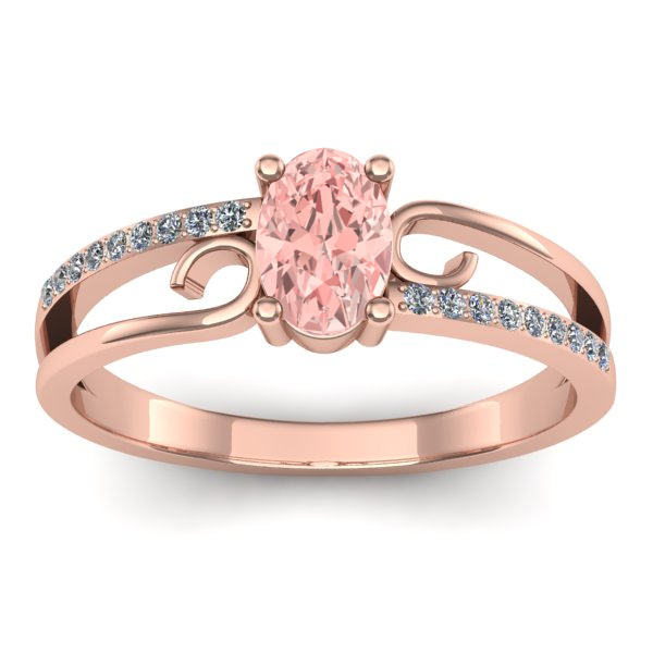 Inel logodna cu diamant de laborator roz oval