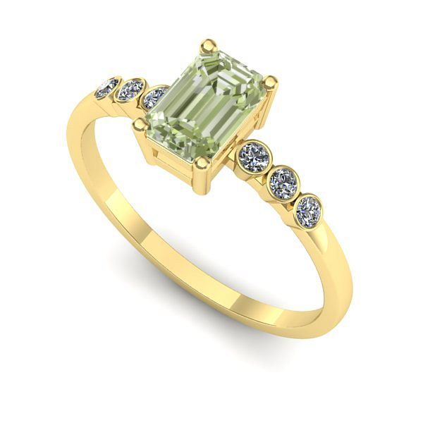 Inel din aur galben cu diamant de laborator verde