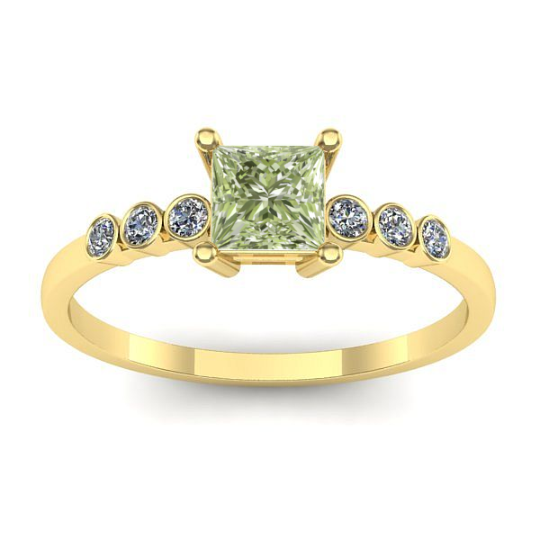 Inel logodna cu diamant de laborator verde patrat