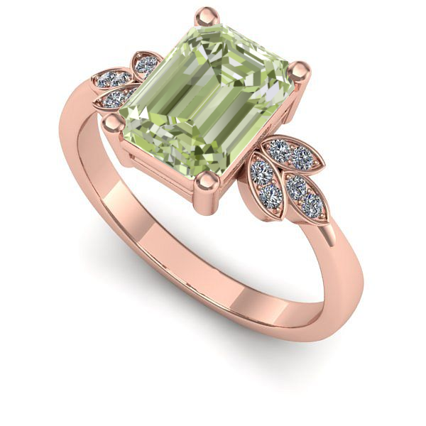 Inel din aur roz cu diamant de laborator verde