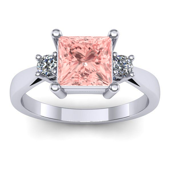 Inel logodna cu diamant de laborator roz patrat