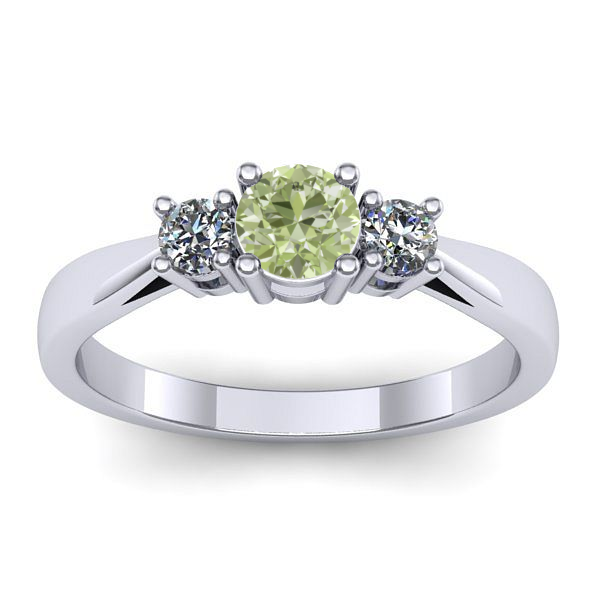 Inel de logodna cu diamant de laborator verde rotund