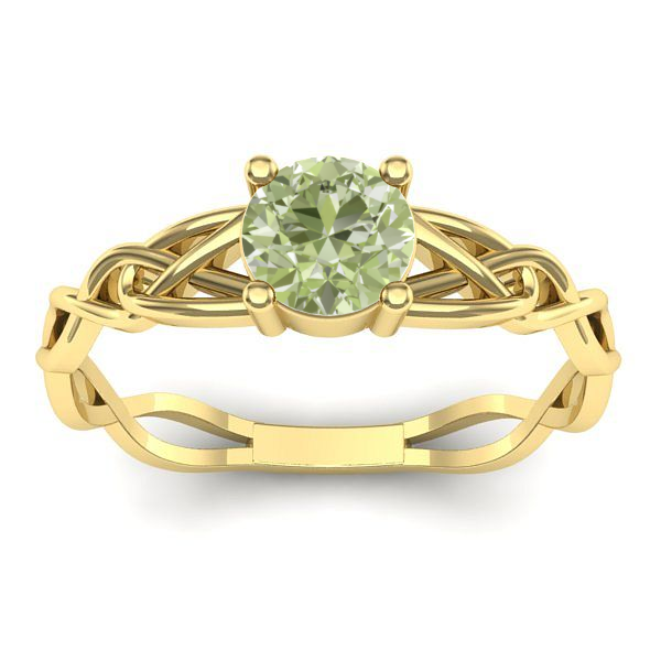 Inel cu diamant de laborator verde rotund