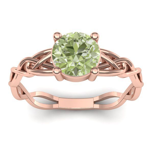 Inel cu diamant de laborator verde rotund