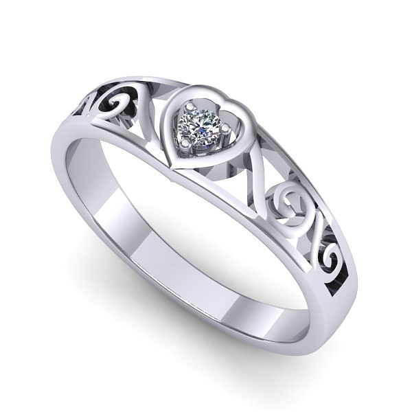 Inel de logodna din aur alb cu diamant