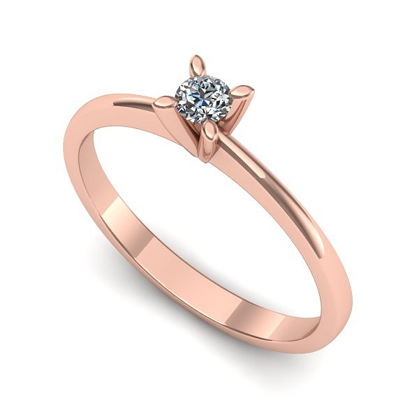 Inel de logodna din aur roz cu diamant