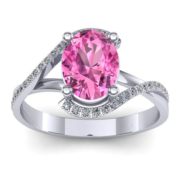 Inel cu safir roz oval
