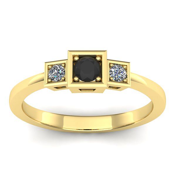 Inel de logodna cu diamant negru rotund